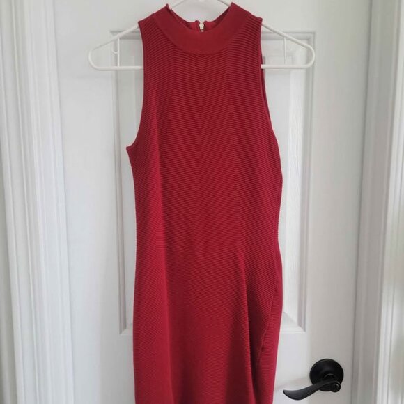 Guess Women's Red Ribbed Sleeveless Dress Halter Neck Size S/P - Picture 1 of 4